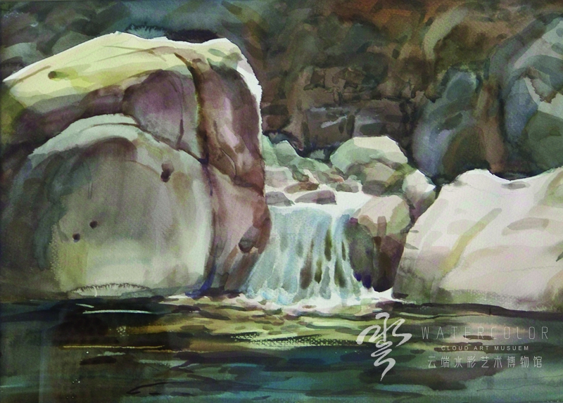 温宝耀 《清泉石上流》 38*54cm 1990年